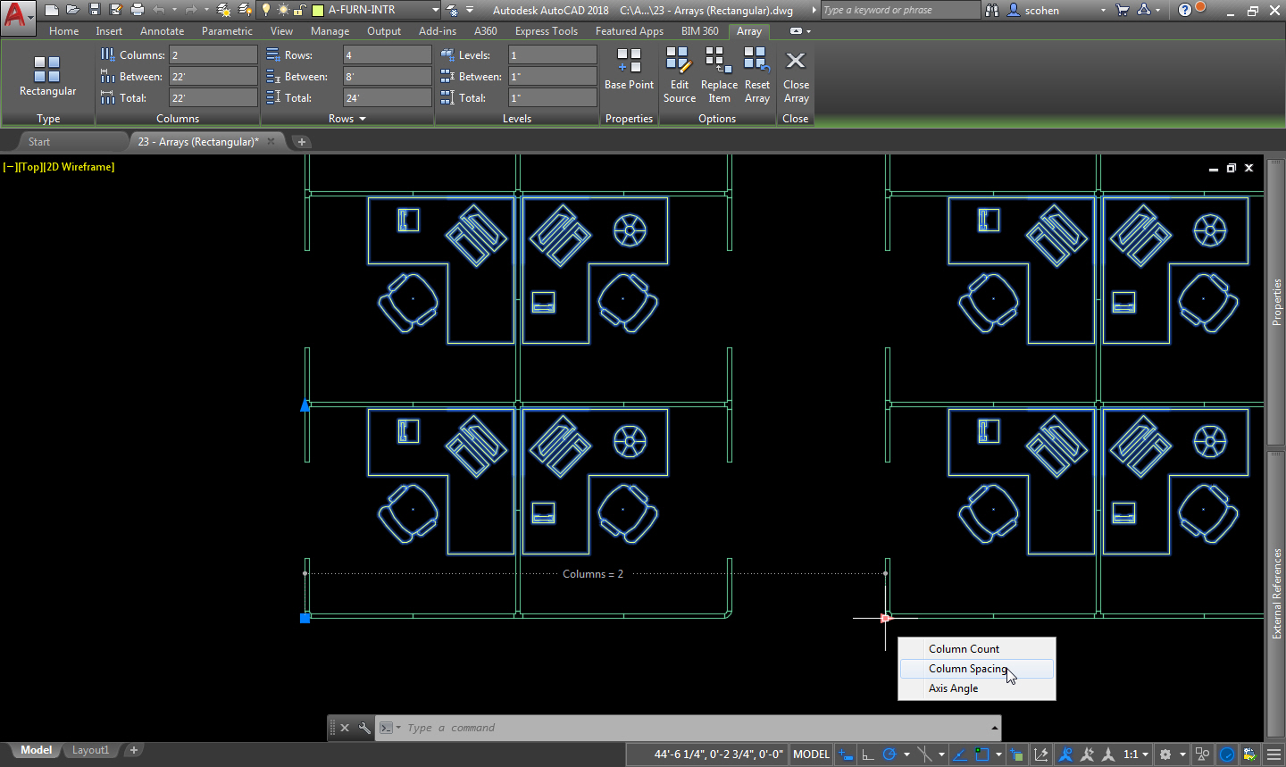 part 18 tutorial autocad array (rectangular array,... آموزش دستور array در اتوکد - آموزش اتوکد